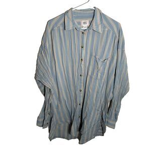 BDG Shirt Women's XL Striped Oversized Pocket Long Sleeve Collared Top